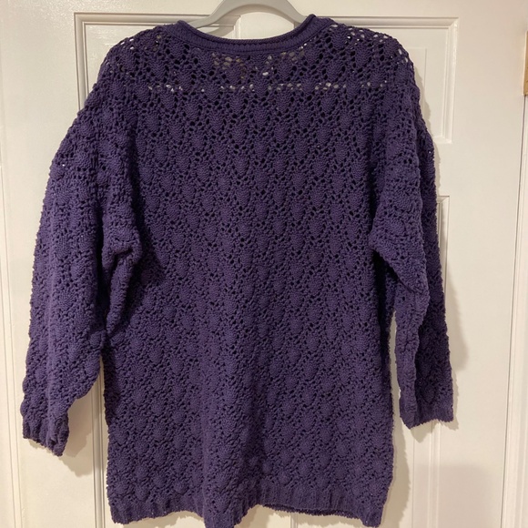 B. Moss Vintage Blue Crocheted Sweater – 100% Cotton, Size XL - Picture 3 of 9